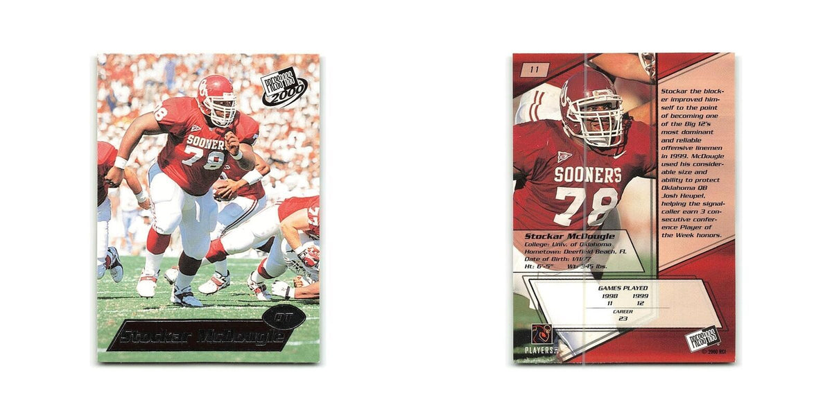 Stockar McDougle 2000 Press Pass #11 Oklahoma Sooners Football Card NM