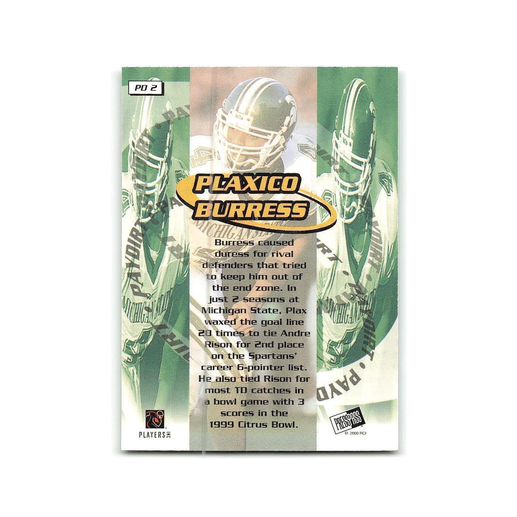 Plaxico Burress 2000 Press Pass #PD 2 Michigan State Spartans Football Card NM