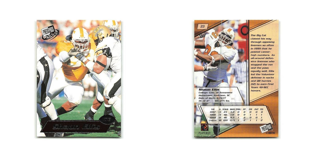 Shaun Ellis 2000 Press Pass #23 Tennessee Volunteers  NM