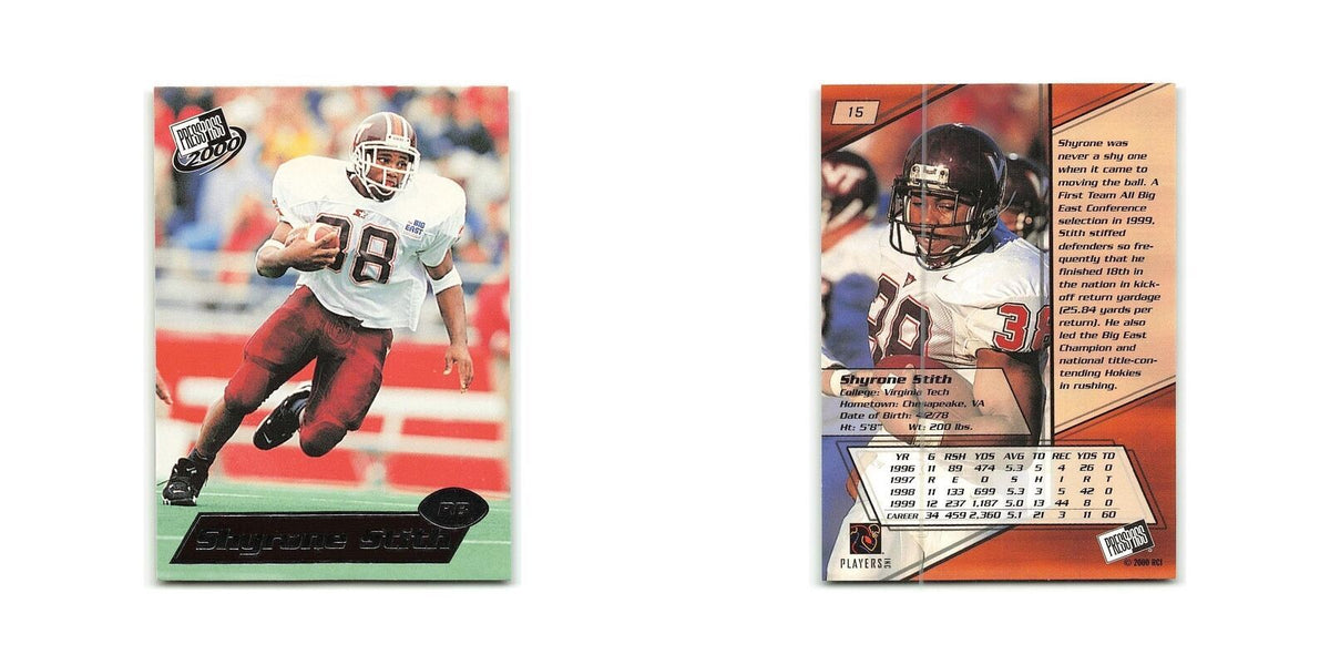 Shyrone Stith 2000 Press Pass #15 Virginia Tech Hokies Football Card NM