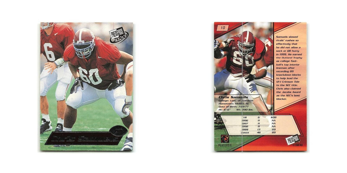 Chris Samuels 2000 Press Pass #10 Alabama Crimson Tide Football Card NM