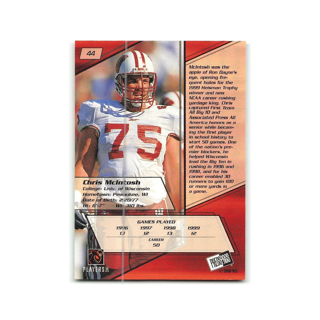 Chris McIntosh 2000 Press Pass #44 Wisconsin Badgers Football Card NM