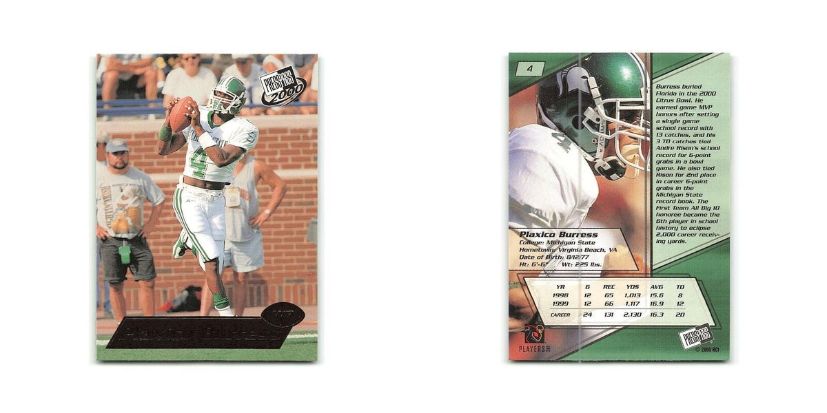 Plaxico Burress 2000 Press Pass #4 Spartans Football Card NM
