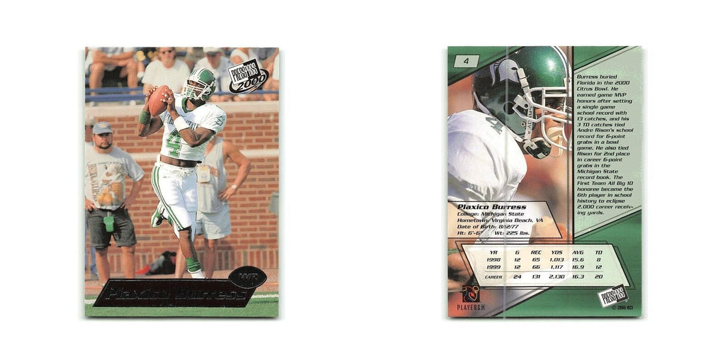 Plaxico Burress 2000 Press Pass #4 Michigan State Football Card NM