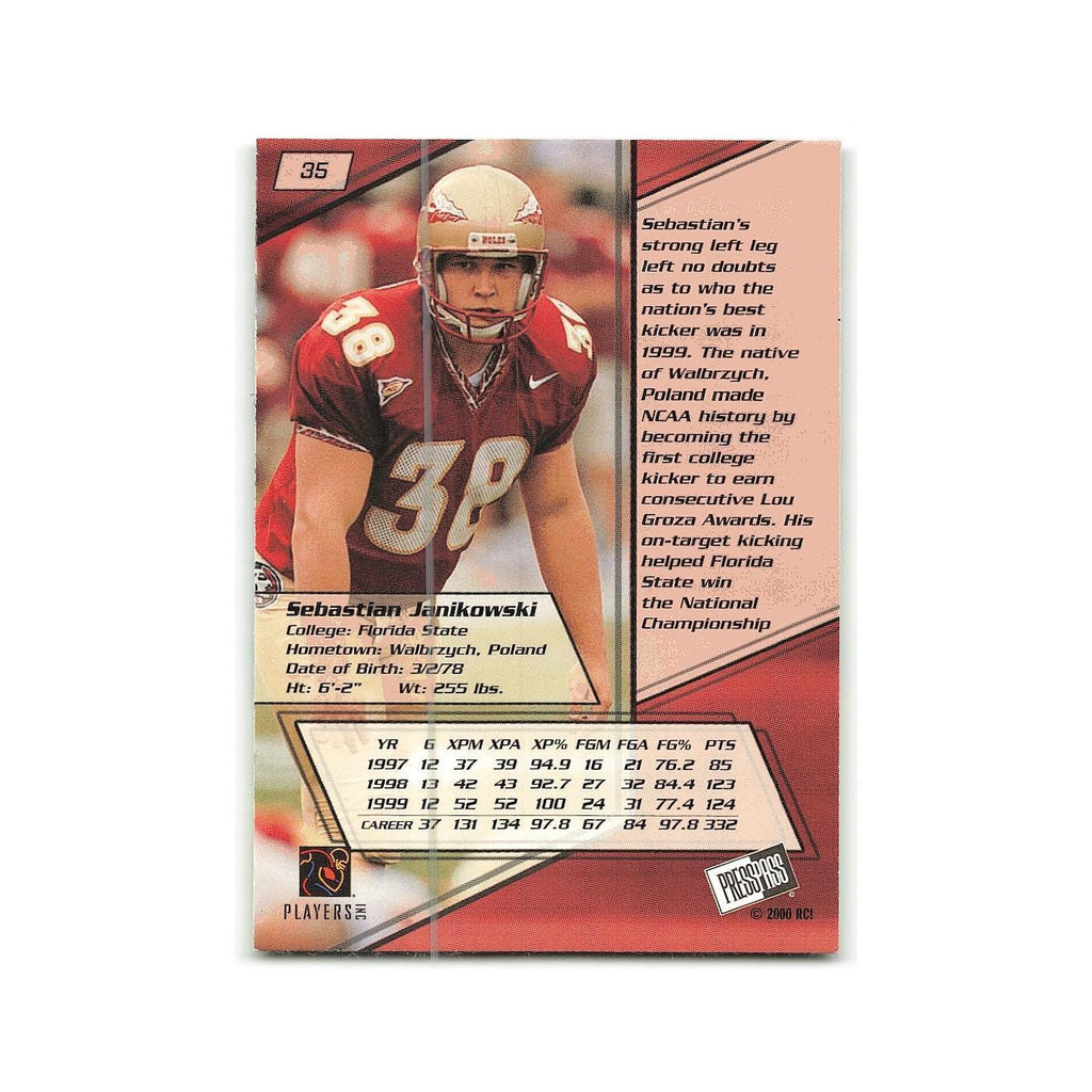 Sebastian Janikowski 2000 Press Pass #35 Florida State Seminoles NM
