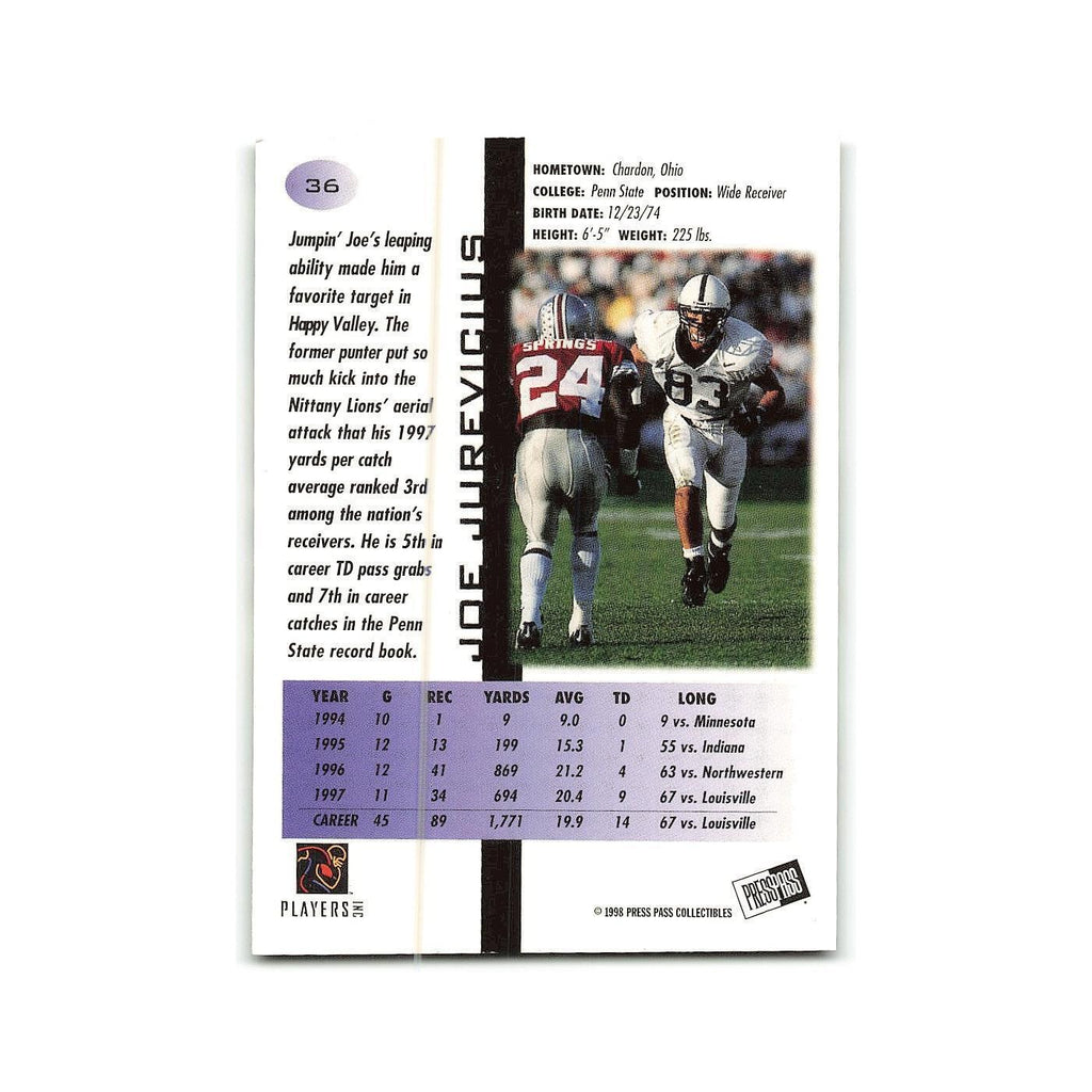 Joe Jurevicius 1998 Press Pass Blue #36 Penn State Nittany Lions NM