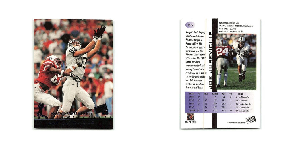 Joe Jurevicius 1998 Press Pass Blue #36 Penn State Nittany Lions NM