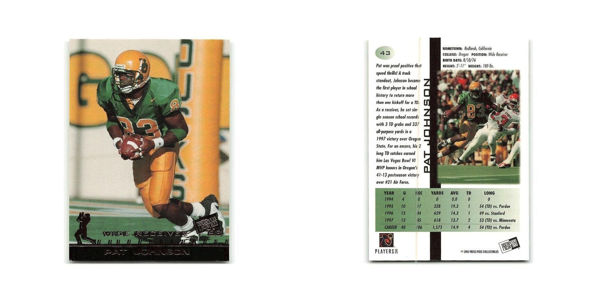 Pat Johnson 1998 Press Pass #43 Oregon Ducks Football Card NM