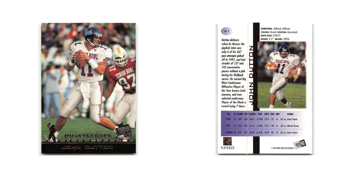 John Dutton 1998 Press Pass #41 Nevada Football Card NM