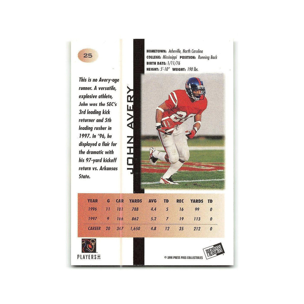 John Avery 1998 Press Pass #25