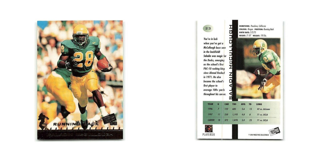 Saladin McCullough 1998 Press Pass #23 Oregon Ducks Football Card NM