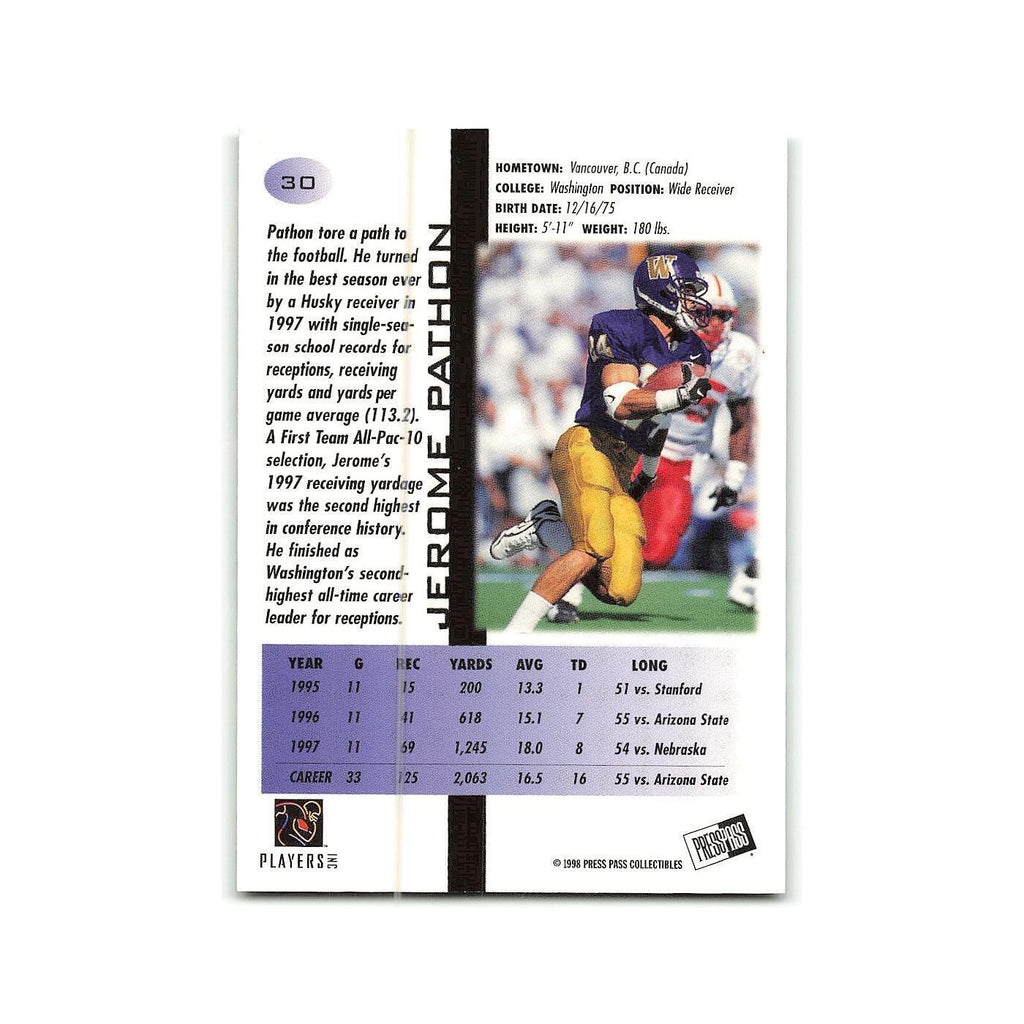 Jerome Pathon 1998 Press Pass #30 Washington Huskies Football Card NM
