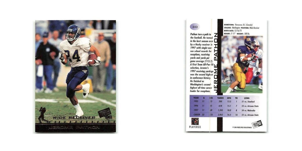 Jerome Pathon 1998 Press Pass #30 Washington Huskies Football Card NM