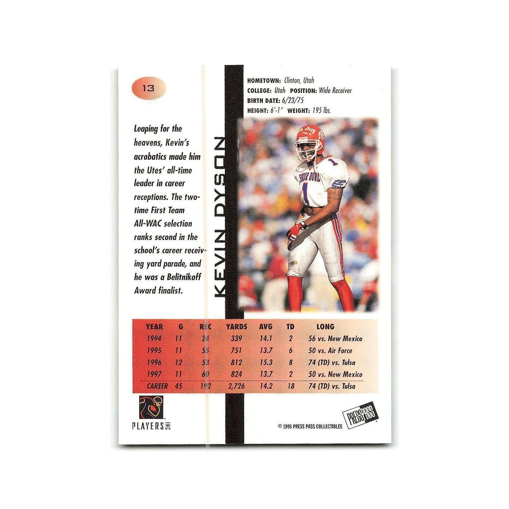 Kevin Dyson 1998 Press Pass Blue #13 Utes Football Card NM