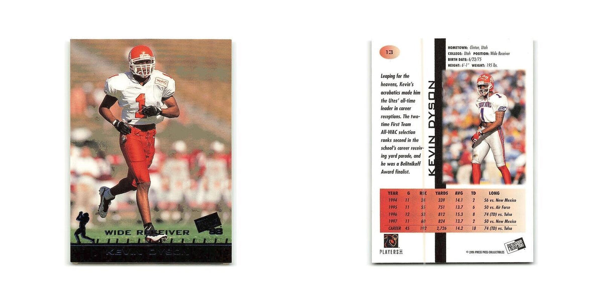Kevin Dyson 1998 Press Pass Blue #13 Utes Football Card NM