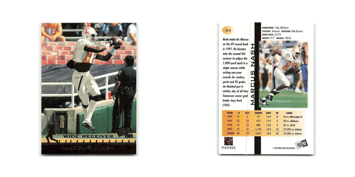 Marcus Nash 1998 Press Pass Blue #34 Tennessee Card NM