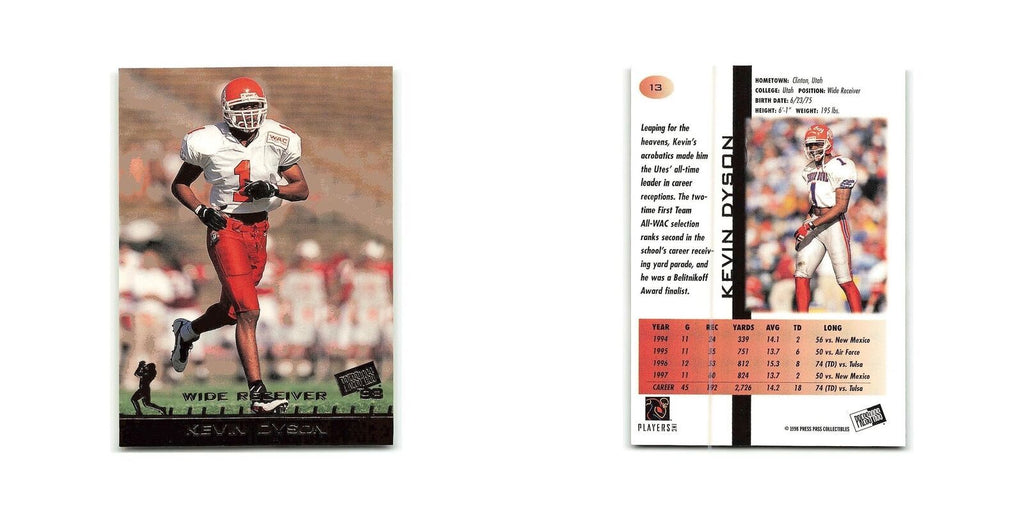 Kevin Dyson 1998 Press Pass #13 Utah Football Card