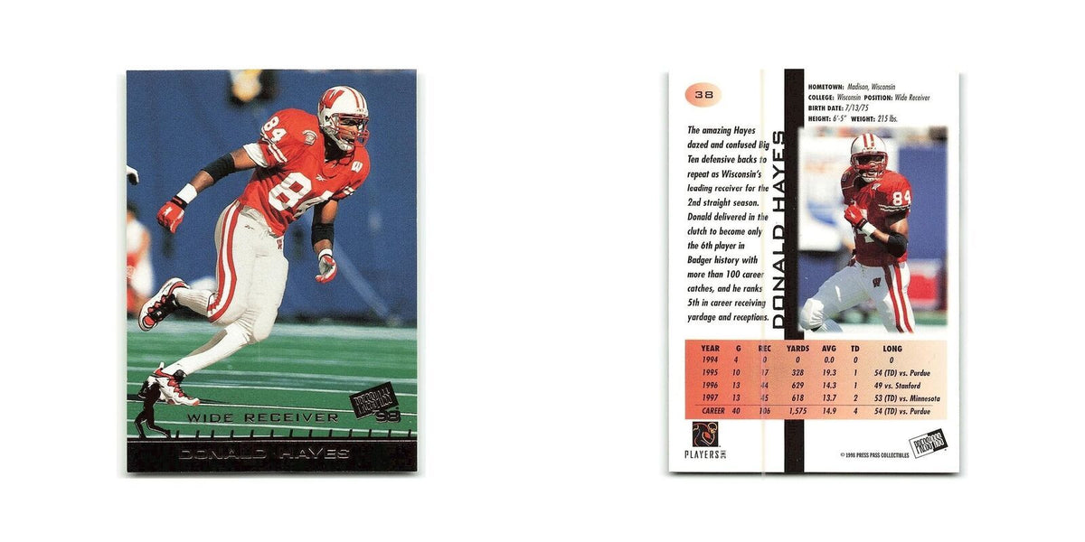 Donald Hayes 1998 Press Pass #38 Wisconsin Football Card NM