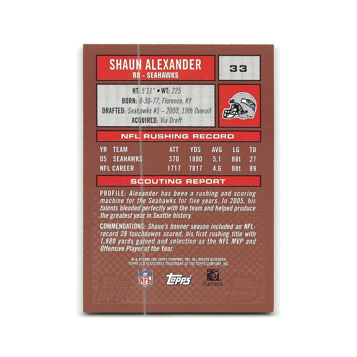 Shaun Alexander 2006 Topps Draft Picks & Prospects #33