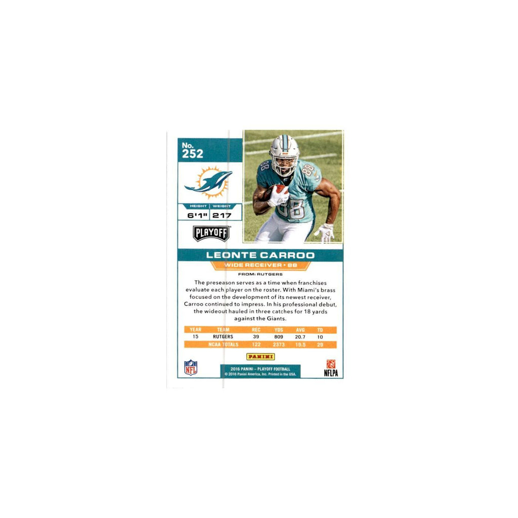 Leonte Carroo Rookie 2016 Panini Playoff #252 Miami Dolphins Football Card NM