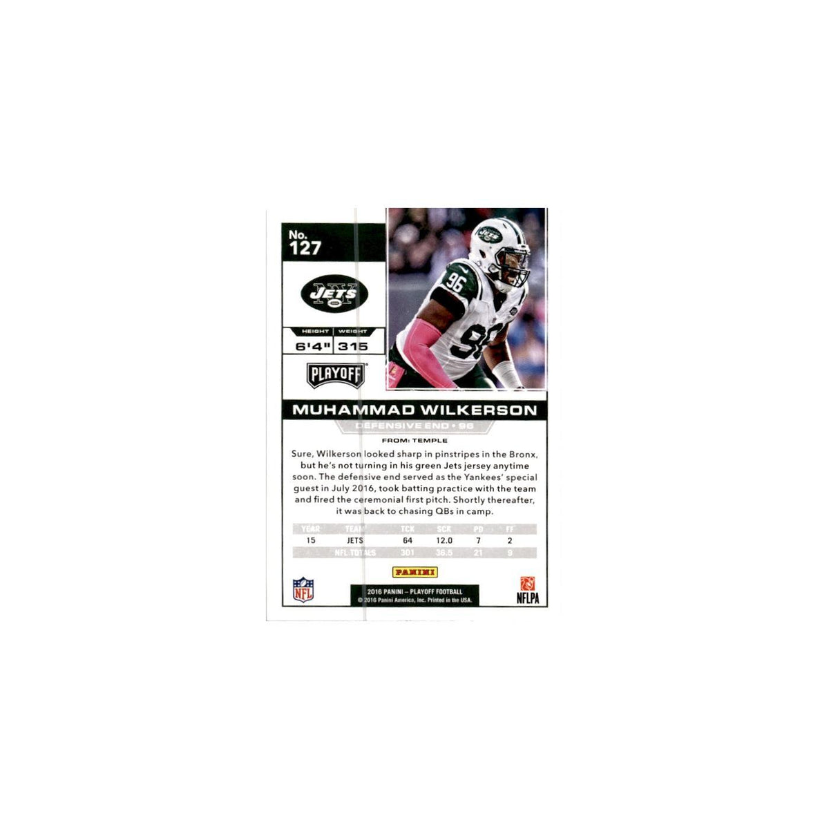 Muhammad Wilkerson 2016 Panini Playoff #127 New York Jets Football Card NM