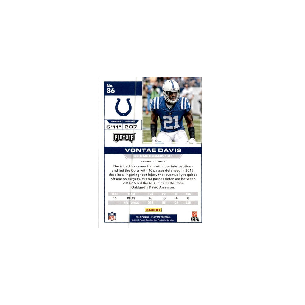 Vontae Davis 2016 Panini Playoff #86 Indianapolis Colts Football Card NM