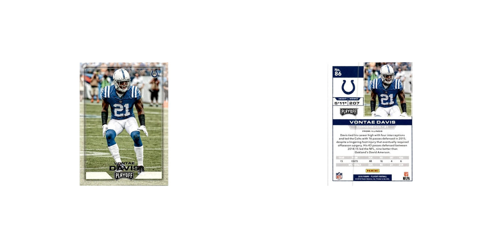 Vontae Davis 2016 Panini Playoff #86 Indianapolis Colts Football Card NM