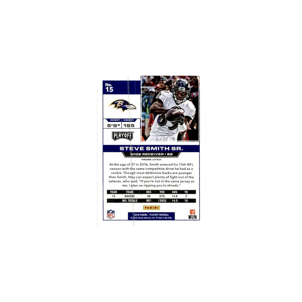 Steve Smith Sr. 2016 Panini Playoff #15 Baltimore Ravens Football Card NM