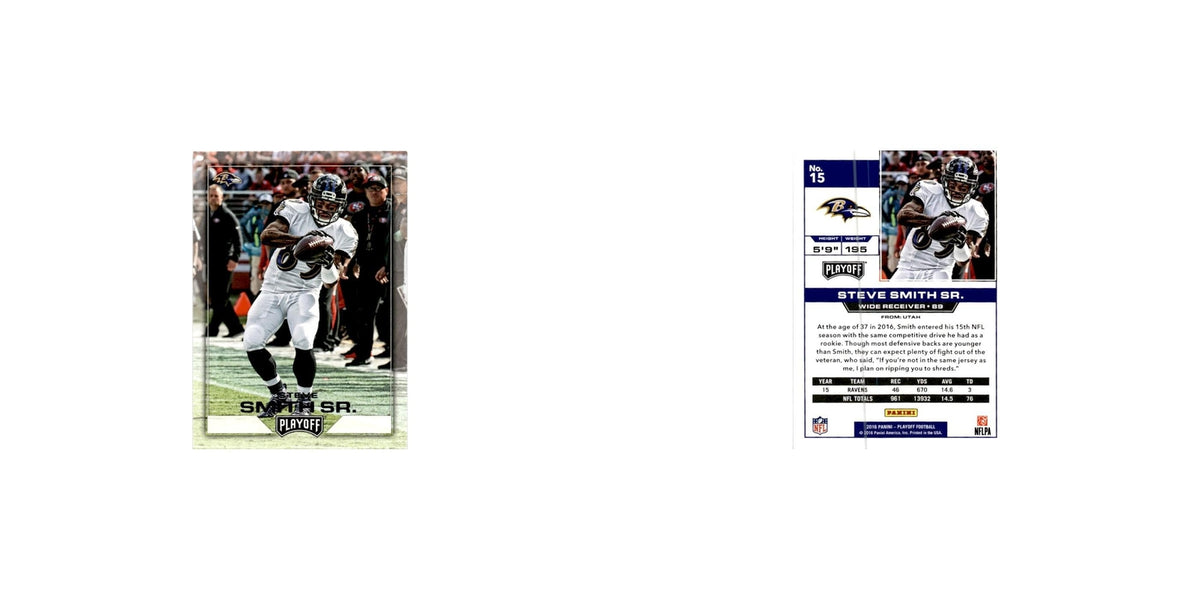 Steve Smith Sr. 2016 Panini Playoff #15 Baltimore Ravens Football Card NM
