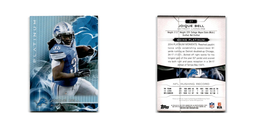 Joique Bell 2015 Topps Platinum #27 Detroit Lions Football Card NM