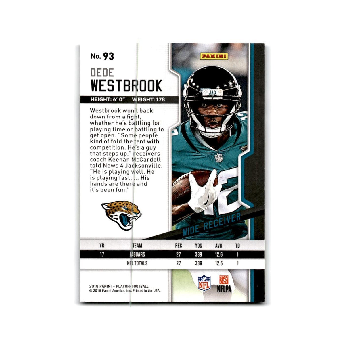 Dede Westbrook 2018 Panini Playoff #93 Jacksonville Jaguars Football Card NM