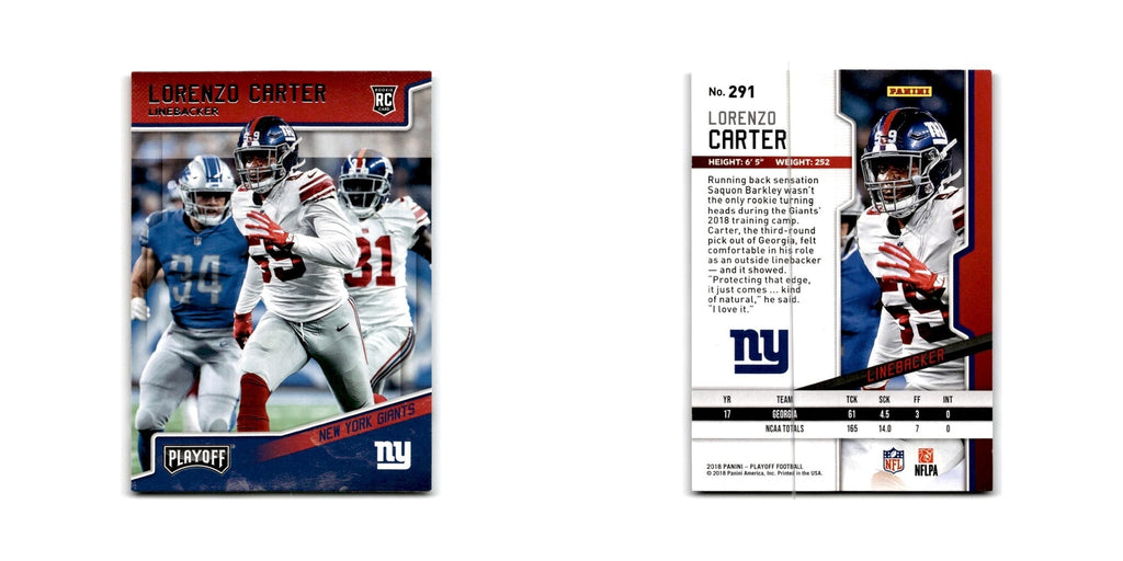 Lorenzo Carter Rookie 2018 Panini Playoff #291 New York Giants Football Card NM