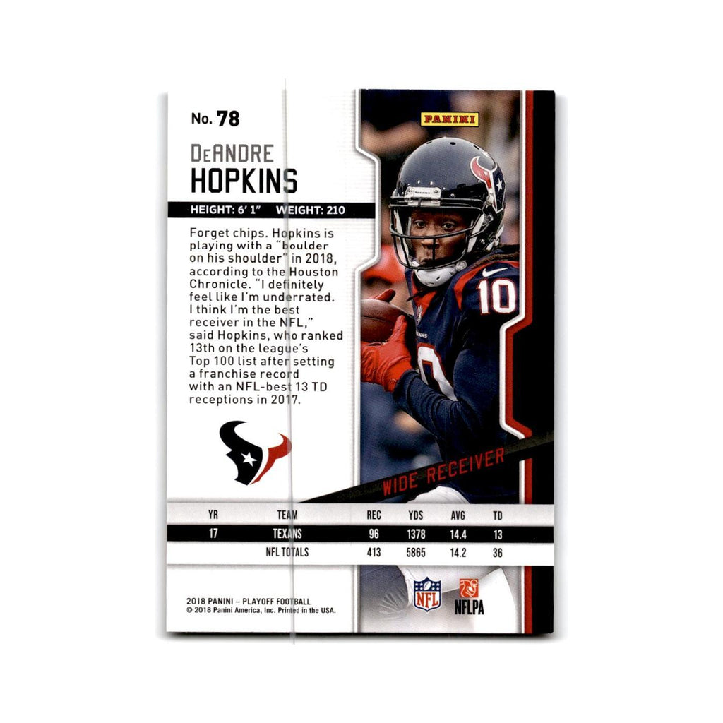 DeAndre Hopkins 2018 Panini Playoff #78 Houston Texans Football Card NM
