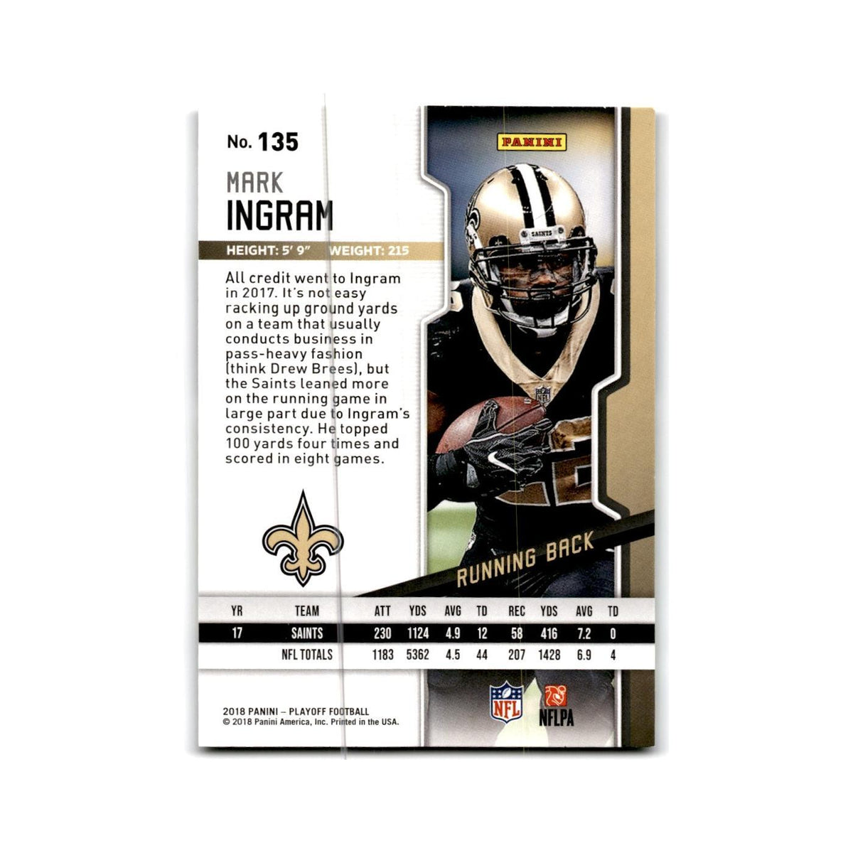 Mark Ingram 2018 Panini Playoff #135 New Orleans Saints Football Card NM