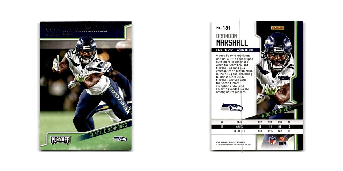 Brandon Marshall 2018 Panini Playoff #181 Seattle Seahawks Football Card NM