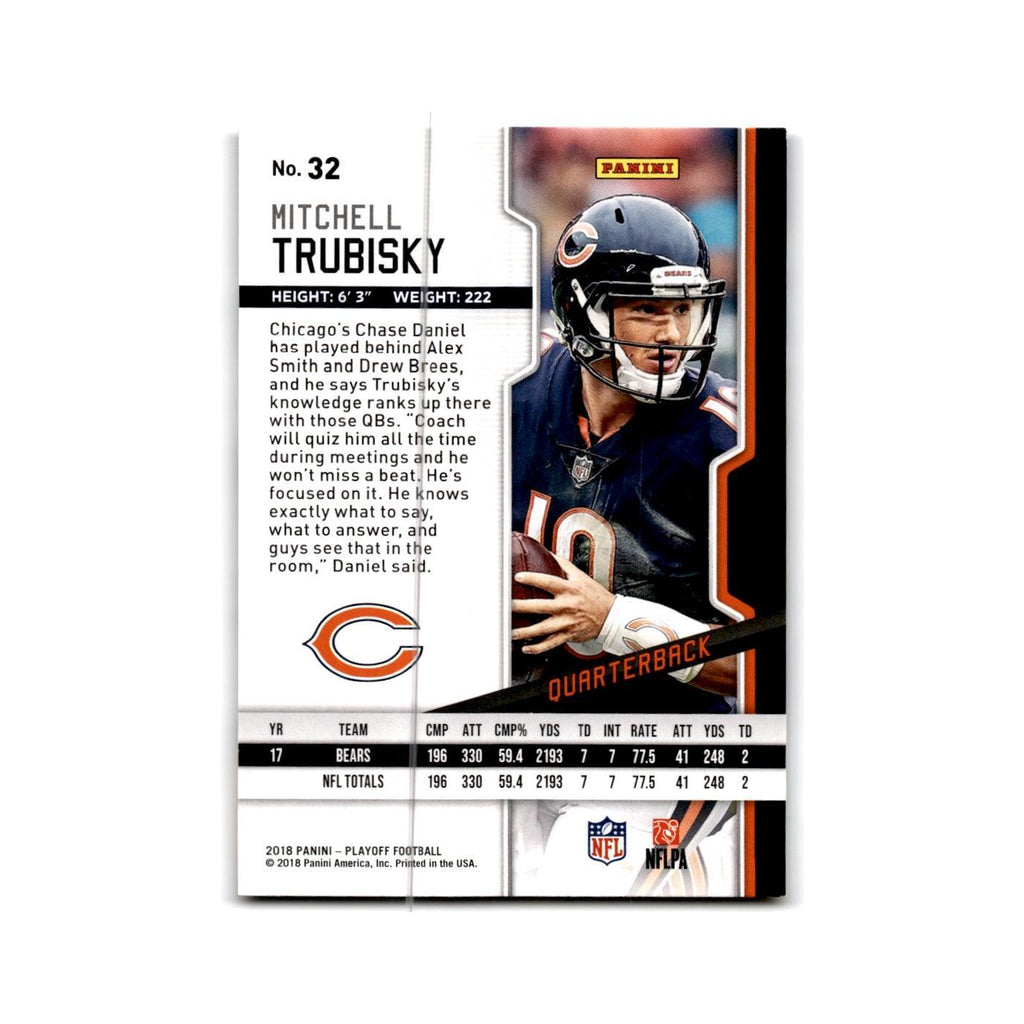Mitchell Trubisky 2018 Panini Playoff #32 Chicago Bears Football Card NM
