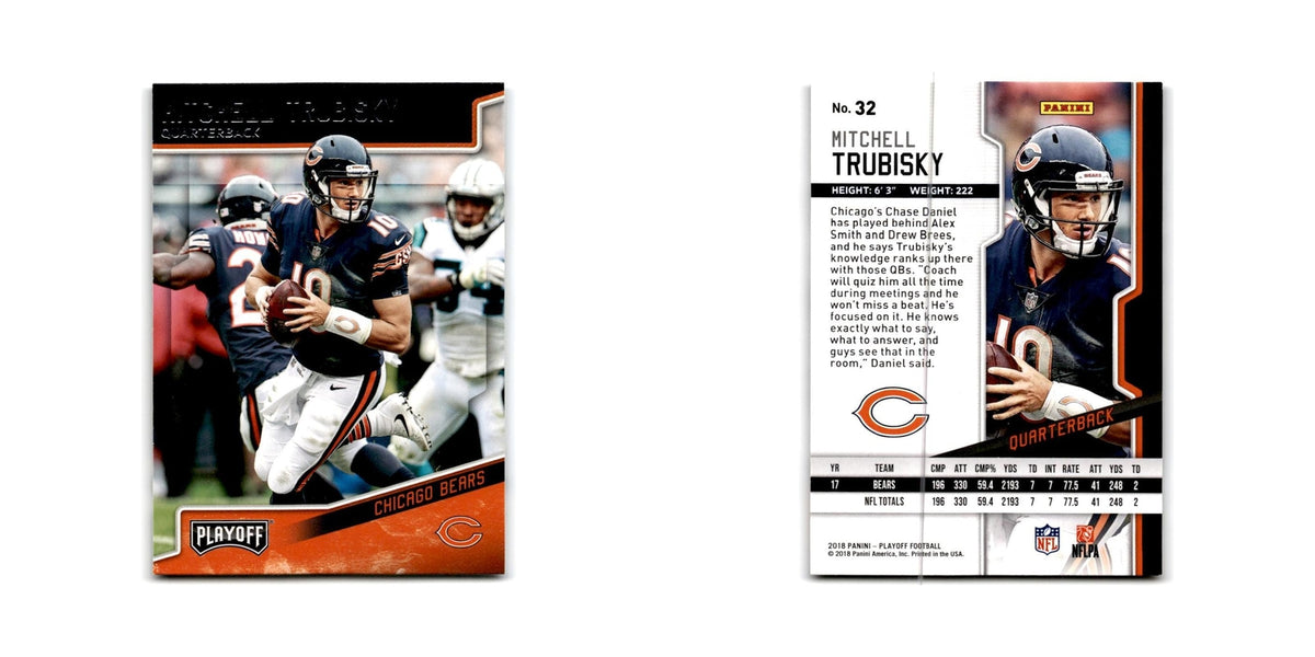 Mitchell Trubisky 2018 Panini Playoff #32 Chicago Bears Football Card NM