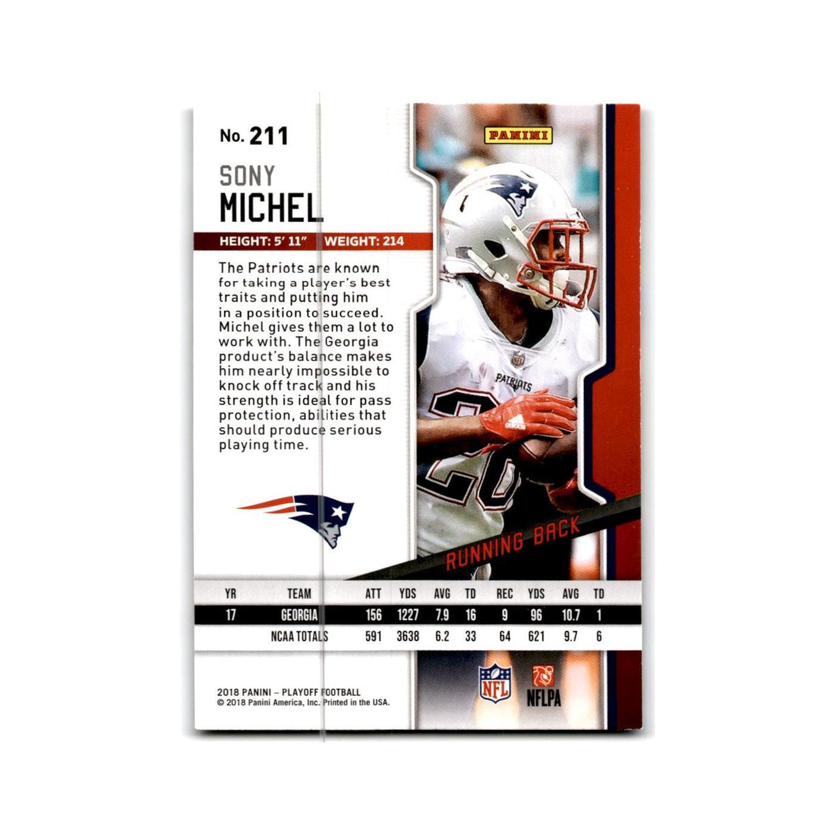Sony Michel Rookie 2018 Panini Playoff #211 New England Patriots NM