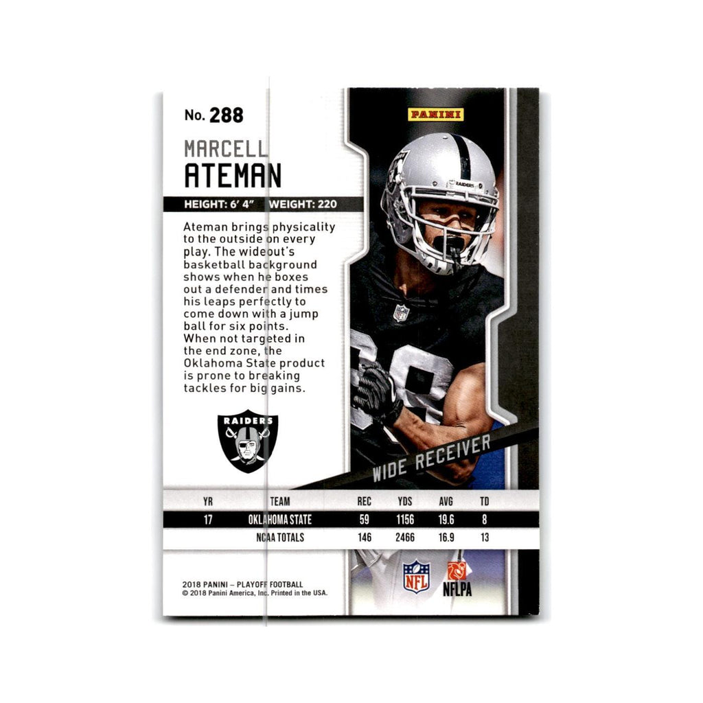 Marcell Ateman Rookie 2018 Panini Playoff #288 Oakland Raiders Football Card NM