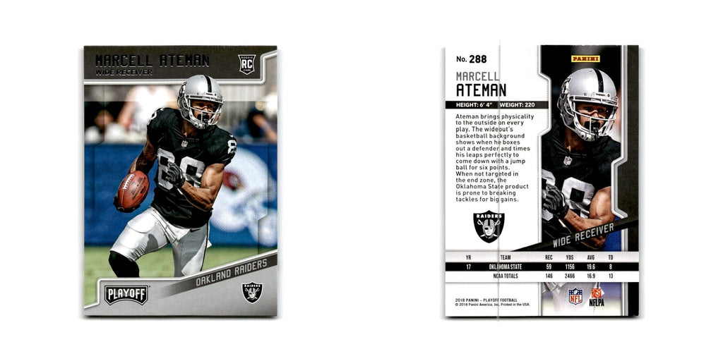 Marcell Ateman Rookie 2018 Panini Playoff #288 Oakland Raiders Football Card NM