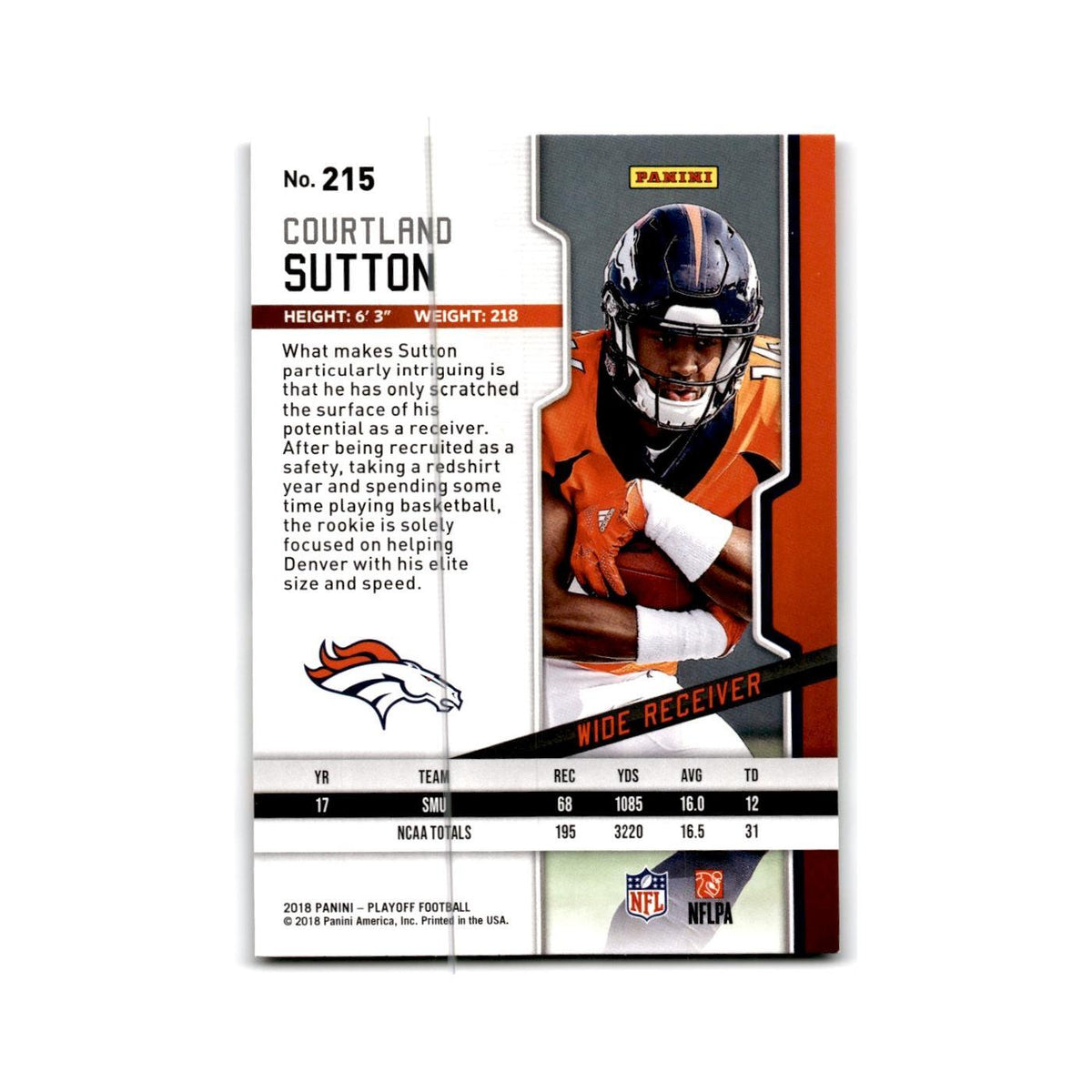 Courtland Sutton Rookie 2018 Panini Playoff #215 Denver Broncos Football Card NM
