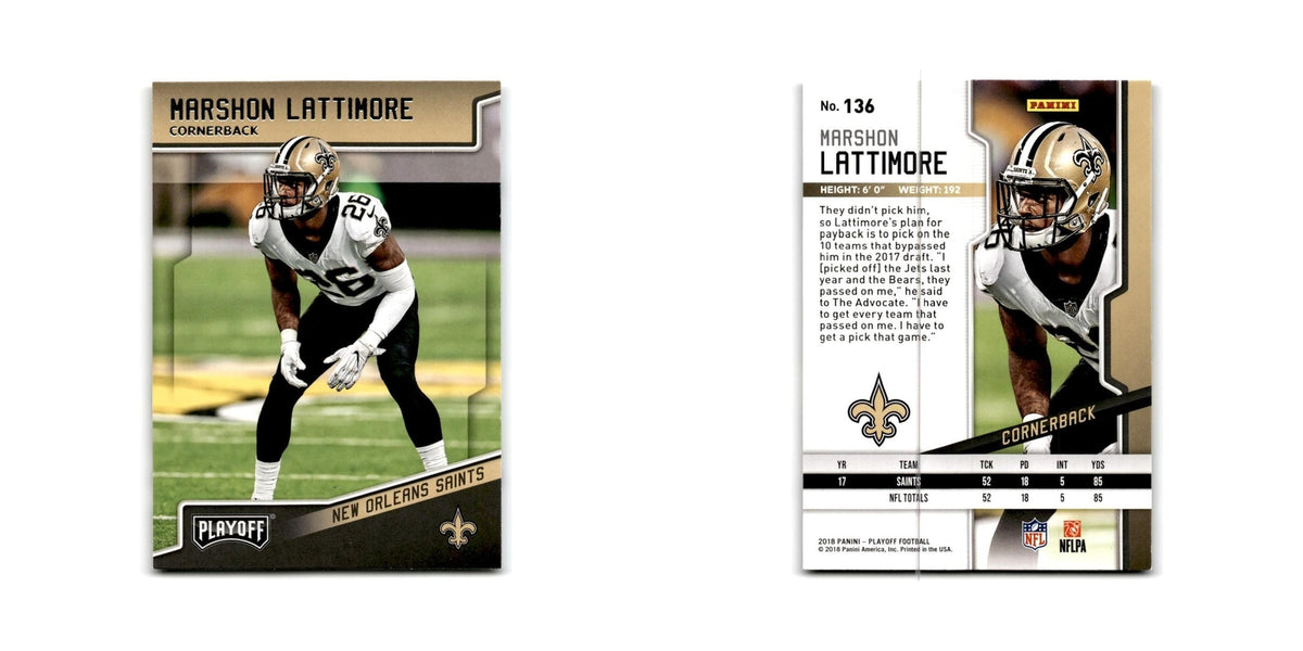 Marshon Lattimore 2018 Panini Playoff #136 New Orleans Saints Football Card NM
