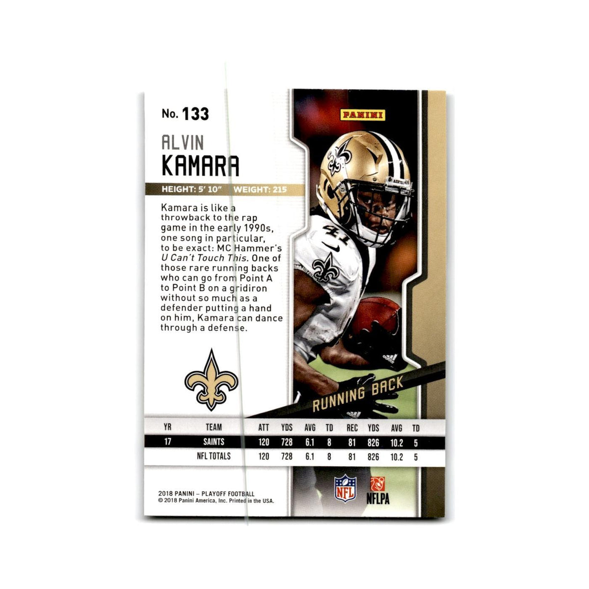 Alvin Kamara 2018 Panini Playoff #133 New Orleans Saints Football Card NM