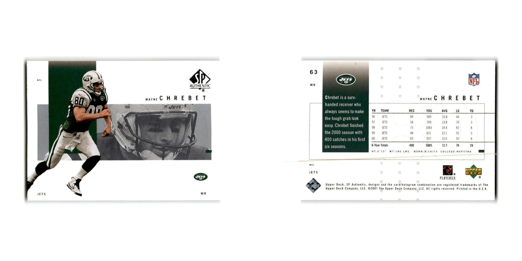 Wayne Chrebet 2001 SP Authentic #63 New York Jets Football Card NM