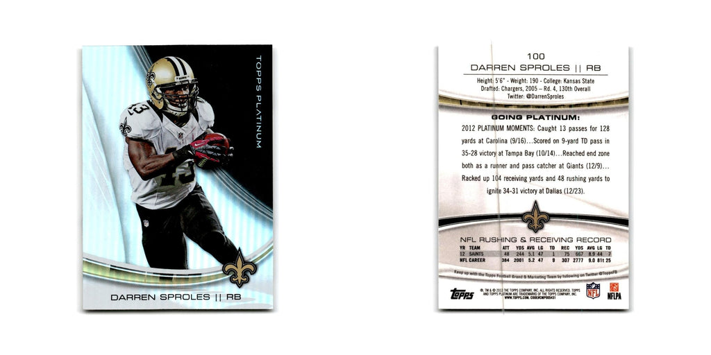 Darren Sproles 2013 Topps Platinum #100 New Orleans Saints Football Card NM