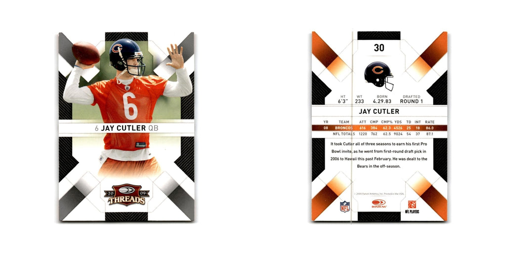 Jay Cutler 2009 Donruss Threads #30 Chicago Bears Football Card NM