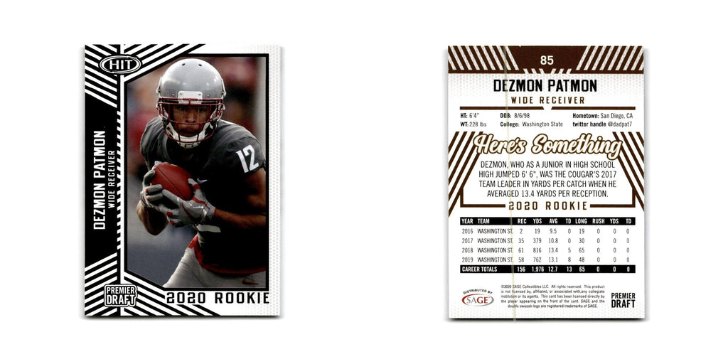 Dezmon Patmon 2020 SAGE HIT #85 WSU Cougars Football Card NM