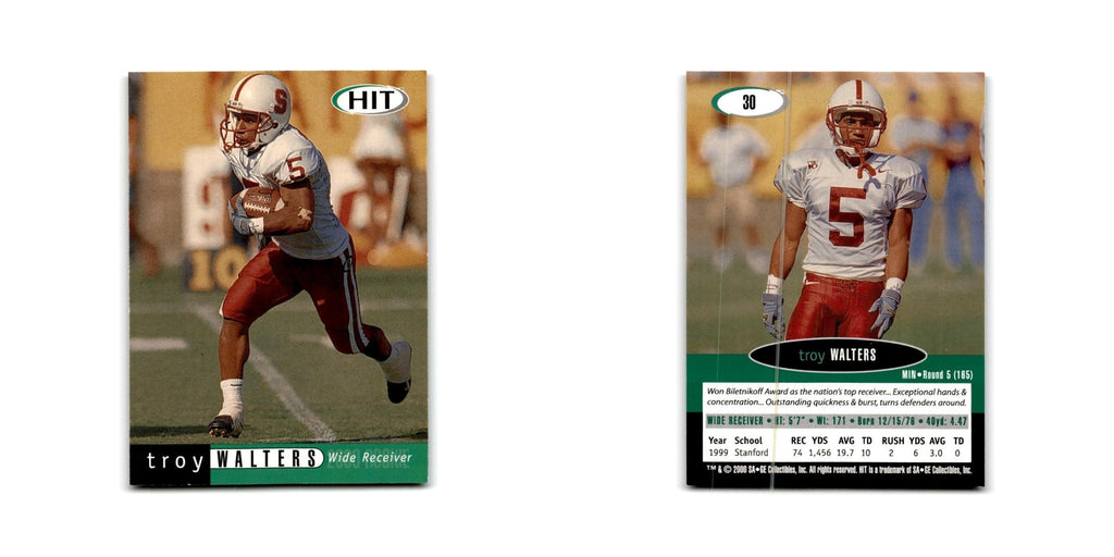 Troy Walters 2000 SAGE HIT #30 Stanford Cardinal Football Card NM