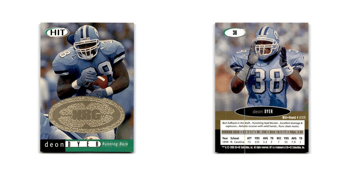 Deon Dyer 2000 SAGE HIT NRG #36 North Carolina Tar Heels Football Card NM