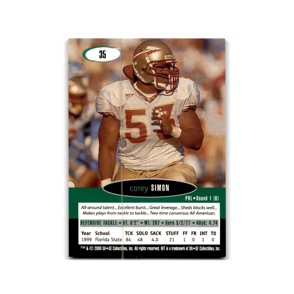 Corey Simon 2000 SAGE HIT #35 Florida State Seminoles Football Card NM
